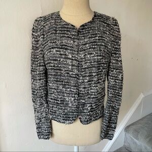 Of Two Minds Silk Lurex Gray Tweed Blazer Jacket Size XS EUC